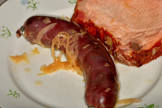 blood sausage and cured cooked pork from the cutlet string