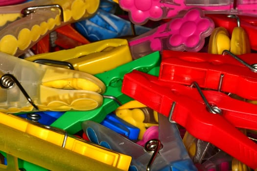 colorful clothespins in a closeup