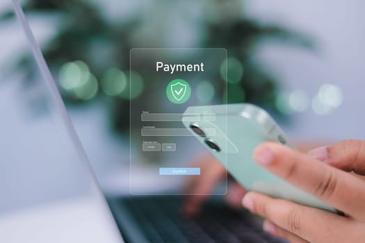 Online payment, Banking, Online shopping, Digital online payment concept, Business People using smartphone, Technology online banking applications via internet network, Financial transaction.