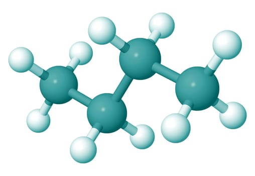 butane 3D molecule model isolated over white background