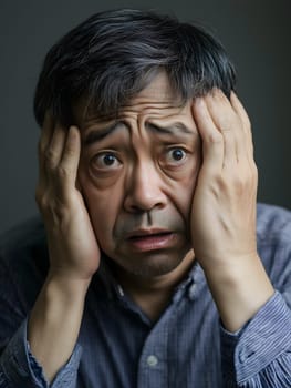 Worried unhappy Asian Man. Male Worry .Thoughtful expression Guy