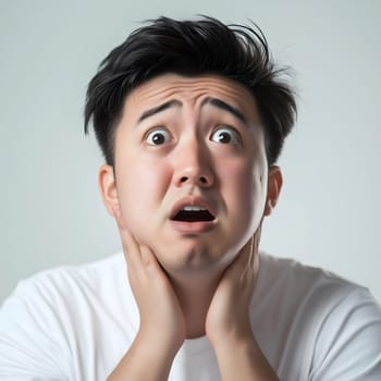 Worried unhappy Asian Man. Male Worry .Thoughtful expression Guy