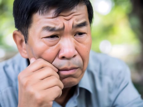 Worried unhappy Asian Man. Male Worry .Thoughtful expression Guy