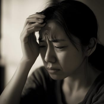Worried sad Asian Woman. Female Worry .Thoughtful expression Women
