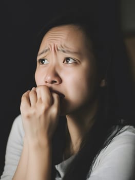 Worried sad Asian Woman. Female Worry .Thoughtful expression Women
