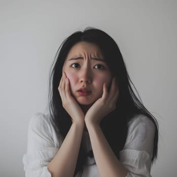 Worried sad Asian Woman. Female Worry .Thoughtful expression Women