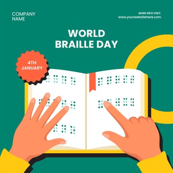 Social Media Template Illustration for Celebrating World Braille Day Illustration