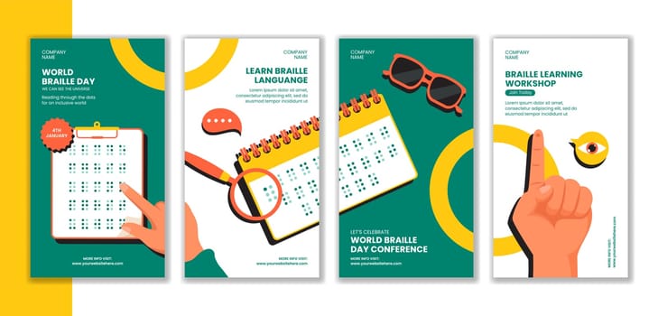 Hand-Drawn Background Illustration for World Braille Day Social Media Stories