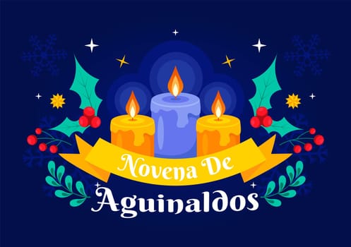 Novena de Aguinaldos Vector Illustration featuring a Holiday Tradition in Colombia, Celebrating Family Gatherings at Christmas in a Flat Background