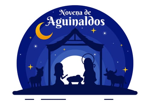 Novena de Aguinaldos Vector Illustration featuring a Holiday Tradition in Colombia, Celebrating Family Gatherings at Christmas in a Flat Background