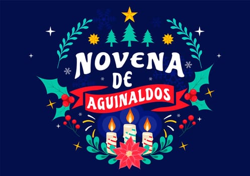 Novena de Aguinaldos Vector Illustration featuring a Holiday Tradition in Colombia, Celebrating Family Gatherings at Christmas in a Flat Background