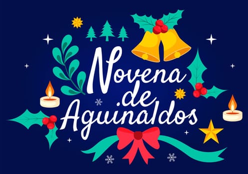Novena de Aguinaldos Vector Illustration featuring a Holiday Tradition in Colombia, Celebrating Family Gatherings at Christmas in a Flat Background