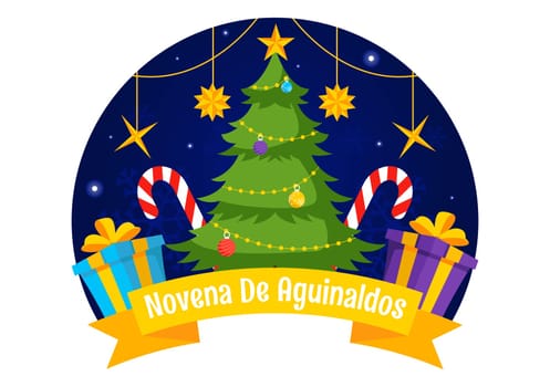 Novena de Aguinaldos Vector Illustration featuring a Holiday Tradition in Colombia, Celebrating Family Gatherings at Christmas in a Flat Background