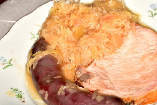 blood sausage and cured cooked pork from the cutlet string