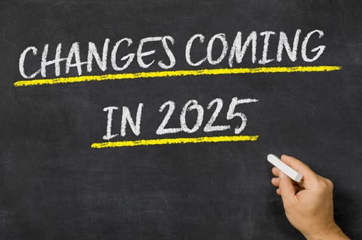 Changes Coming in 2025 written on a blackboard