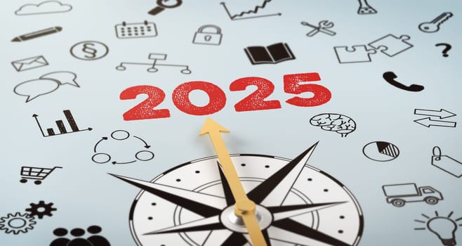 A compass with icons - 2025