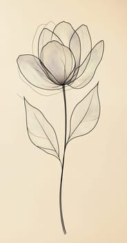 A delicate flower design features intricate lines and shading, showcasing a minimalist yet elegant aesthetic that enhances any decor.