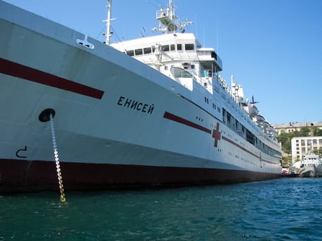 Republic of Crimea, Sevastopol - July 28, 2019: Hospital ship Yenisei, Black Sea Fleet.