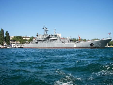 Republic of Crimea, Sevastopol - July 28, 2019: Ships of the Black Sea Fleet of Russia on the celebration of the Day of the Russian Navy in Sevastopol.
