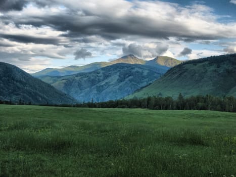 Nature is altai. Mountain landscape, forests and reservoirs of the altai.