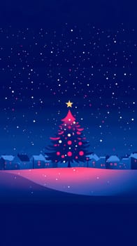 city on New Year's Eve, Christmas tree in the middle AI generative.
