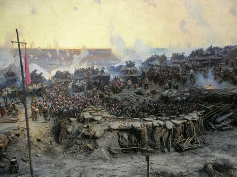 Republic of Crimea, Sevastopol - June 20, 2019: Reconstruction of the events of the defense of Sevastopol in the Crimean War of 1854-55.