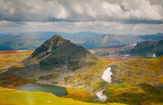 Nature is altai in spring. Melted snow in the mountains.