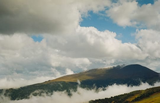 Altai landscape mountains and clouds. Nature is altai.