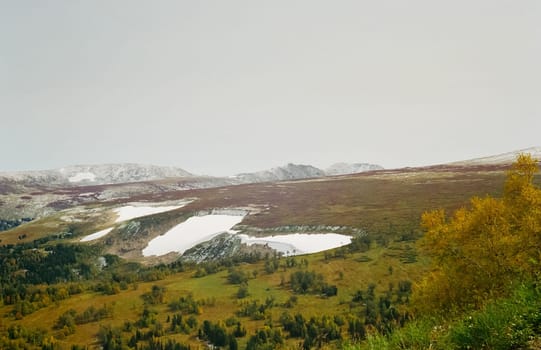 Nature is altai in spring. Melted snow in the mountains.
