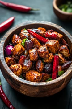 Chicken Masala dish. AI generative.