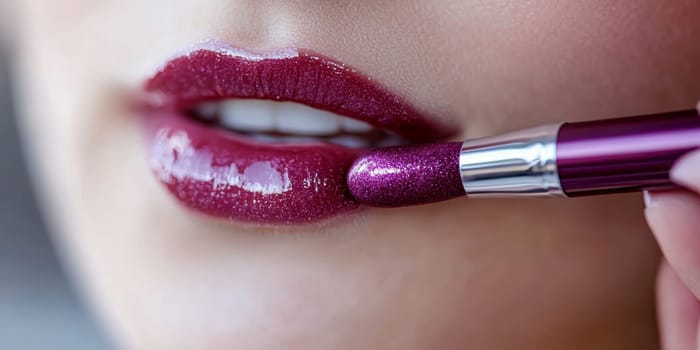 Fashionable types of lipsticks,red, black, pink and maroon. AI generative.