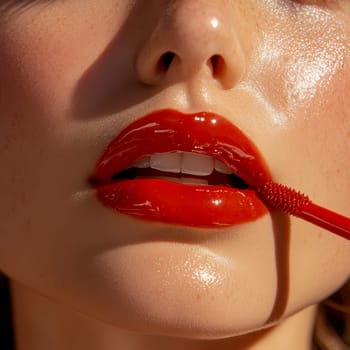 Fashionable types of lipsticks,red, black, pink and maroon. AI generative.