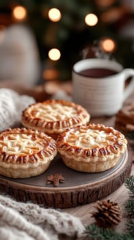 Freshly baked pies with filling. AI generative.