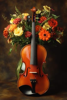 a classic wooden violin. AI generative.