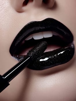 Fashionable types of lipsticks,red, black, pink and maroon. AI generative.