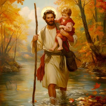 St. Christopher. AI generative.