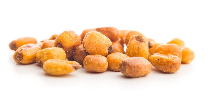 Roasted salted corn snack isolated on a white background.