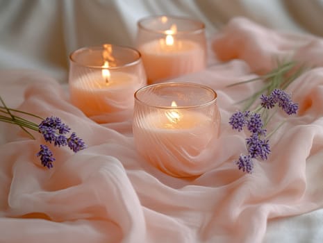 romantic setting featuring sprigs of lavender. AI generative.