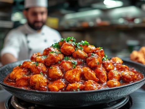 Chicken Masala dish. AI generative.