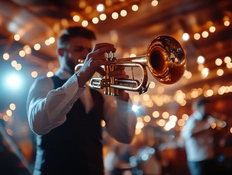 a jazz bar stage. AI generative.