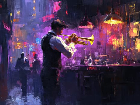 a jazz bar stage. AI generative.