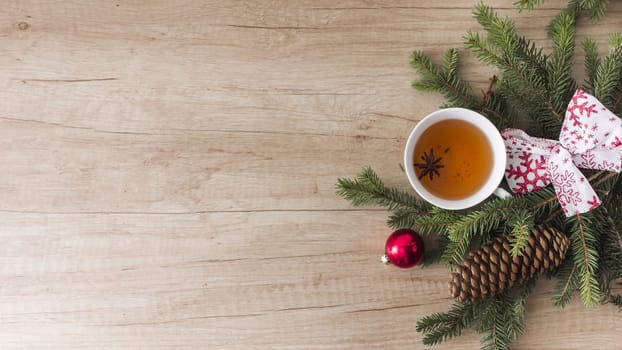 mug drink near coniferous twigs snags . Resolution and high quality beautiful photo