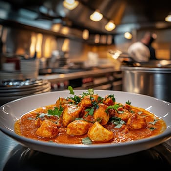 Chicken Masala dish. AI generative.