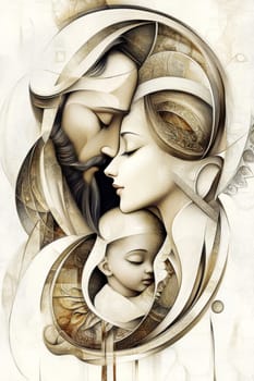 Sacred family. AI generative.