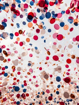coloured confetti as a white New Year's background. AI generative.
