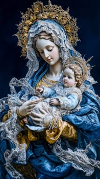 Mother of God with a baby. AI generative.