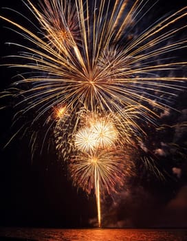 fireworks at night over black sky, AI generated image