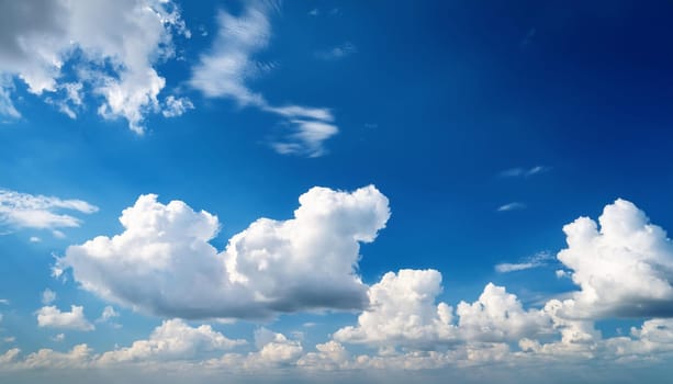 blue sky with fluffy white clouds, AI generated image