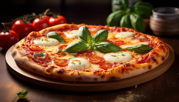 margherita pizza traditional Italian baked food, AI generated image