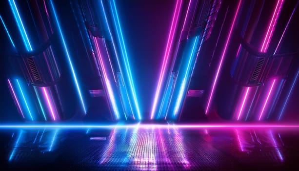 glimmering neon lights useful as a background, AI generated image